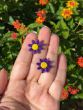 Cute Clay Purple Daisy Flower Stud Earrings - Cute Berry Jewelry