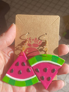 Cute Clay Pink Watermelon Dangle Earrings 🍉🍉🍉 - Cute Berry Jewelry
