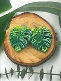 Resin Green Ink Drop Monstera Leaves - Cute Berry Jewelry