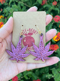 Shiny 420 Metallic Large Resin Weed Leaf Dangle Earrings Multiple Colors Available || 420 Stoner Gift || Handmade Marijuana Jewelry || Cannabis - Cute Berry Jewelry