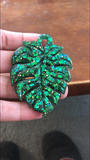 Sparkly Green Glitter Large Monstera Leaf Dangle Earrings Resin Nickel Free - Cute Berry Jewelry