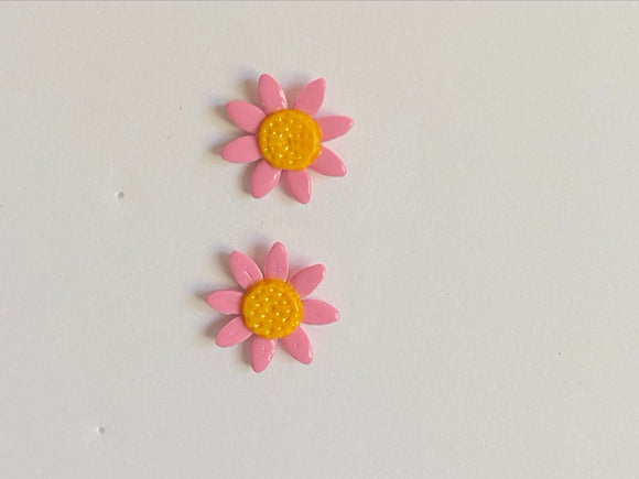 Cute Clay Light Pink Daisy Flower Stud Earrings - Cute Berry Jewelry