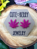 Resin 420 Glow Weed Leaf Studs - Multiple GLOW IN THE DARK Colors Available || 420 Stoner Gift || Handmade Marijuana Jewelry || Cannabis - Cute Berry Jewelry