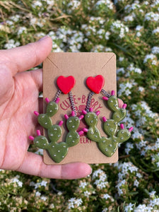 Cute Clay Jade Prickly Pear Cactus Dangle Earrings - Cute Berry Jewelry