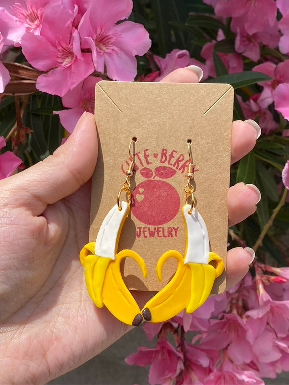 Cute Double Peeled Clay Banana Dangle Earrings 🍌🍌🍌 - Cute Berry Jewelry