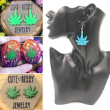 Green Clay Weed Leaf Studs || 420 Stoner Gift || Handmade Marijuana Jewelry || Cannabis - Cute Berry Jewelry