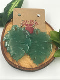 Resin Large Monstera Leaf Dangle Earrings - Cute Berry Jewelry