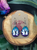 Gold Weed Leaf Drop Blue to Purple Alcohol Ink Dangle Earrings || 420 Stoner Gift || Handmade Marijuana Jewelry || Cannabis - Cute Berry Jewelry