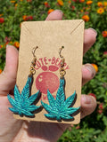 Shiny 420 Metallic Small Resin Weed Leaf Dangle Earrings Multiple Colors Available || 420 Stoner Gift || Handmade Marijuana Jewelry || Cannabis - Cute Berry Jewelry