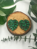 Small Monstera Leaf Dangle Earrings Resin Multiple Colors with Nickel Free Findings - Cute Berry Jewelry