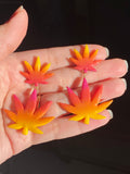 Clay Weed Leaf Sunburst Marijuana Stud Dangle Earrings - Cute Berry Jewelry