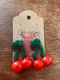 Red Cherry Fruit Earrings Resin Nickel Free - Cute Berry Jewelry