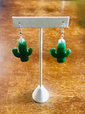 Green Cactus Earrings Resin Nickel Free - Cute Berry Jewelry