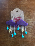 Purple Storm Cloud Rain Earrings Resin Nickel Free - Cute Berry Jewelry