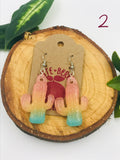 Colorful Cactus Earrings Gradient Resin - Nickel Free - Multiple Colors - Cute Berry Jewelry