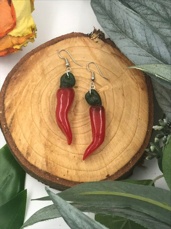 Red Chili Pepper Earrings Resin Nickel Free - Cute Berry Jewelry