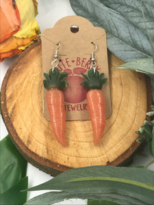 Orange Carrot Earrings Resin Nickel Free - Cute Berry Jewelry