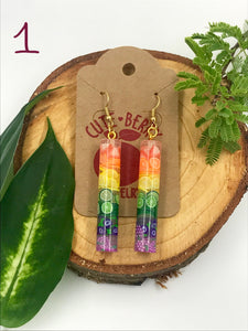 Cute Fruit Cylindrical Tube Dangle Resin Earrings - Multiple Patterns & Designs - Nickel free - Cute Berry Jewelry
