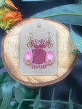 Cute Fruit Teardrop Strawberry Grapefruit Pineapple Pink Sparkle Earrings - Cute Berry Jewelry