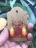 Cute Fruit Teardrop Lemon Orange Strawberry Yellow to Red Sparkle Earrings - Cute Berry Jewelry