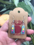 Cute Fruit Faceted Trapezoid Pineapple Strawberry Blueberry Aqua Sparkle Earrings - Cute Berry Jewelry