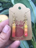 Cute Fruit Dainty Rectangle Lemon Orange Strawberry Yellow to Red Sparkle Earrings - Cute Berry Jewelry