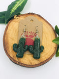 Green Cactus Earrings Resin Nickel Free - Cute Berry Jewelry