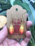 Cute Fruit Teardrop Lemon Orange Strawberry Yellow to Red Sparkle Earrings - Cute Berry Jewelry