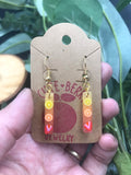 Cute Fruit Dainty Rectangle Lemon Orange Strawberry Yellow to Red Sparkle Earrings - Cute Berry Jewelry