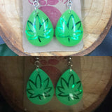 GLOW in the DARK 420 Weed Leaf Neon Green Marijuana Earrings Stoner Gift - Cute Berry Jewelry