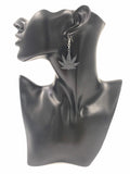 Shimmer Slate Black Marijuana Leaf 420 Sparkle Dangle Earrings Stoner Gift - Cute Berry Jewelry