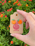 3D Print Orange Fruit Stud Earrings - Cute Berry Jewelry