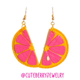 Cute Clay Grapefruit Citrus Dangle Earrings 🍊💓🍊 - Cute Berry Jewelry