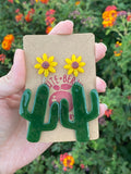 Resin Large Cactus Dangle with Sunflower Stud - Cute Berry Jewelry