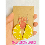 Cute Clay Lemon Citrus Dangle Earrings 🍋🍋🍋 - Cute Berry Jewelry