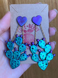 Cute Clay Iridescent Prickly Pear Cactus Dangle Earrings - Cute Berry Jewelry