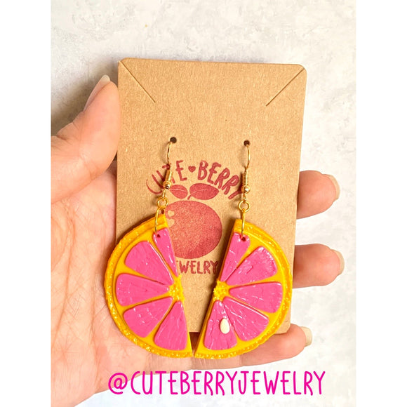 Cute Clay Grapefruit Citrus Dangle Earrings 🍊💓🍊 - Cute Berry Jewelry