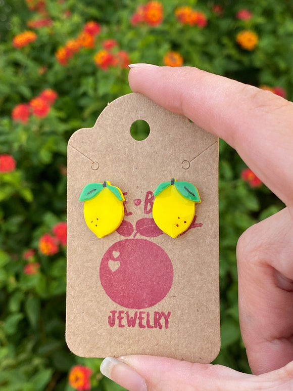 3D Print Lemon Studs - Cute Berry Jewelry