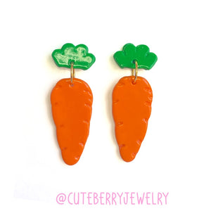 Clay Carrot Cute Two Piece Earrings 🥕🥕🥕 - Cute Berry Jewelry