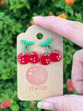 3D Print Cherry Fruit Stud Earrings - Cute Berry Jewelry