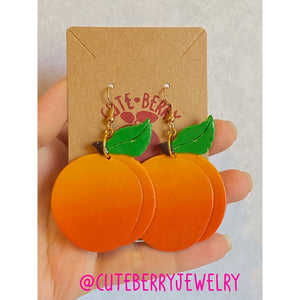 Cute Clay Peach Dangle Earrings 🍑🍑🍑 - Cute Berry Jewelry